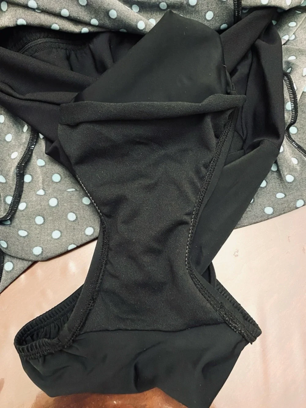 Le Cove Black Turquoise Polka Dot SZ 16 Pin-up Style High Waist Swimsuit Dress - Picture 8 of 10